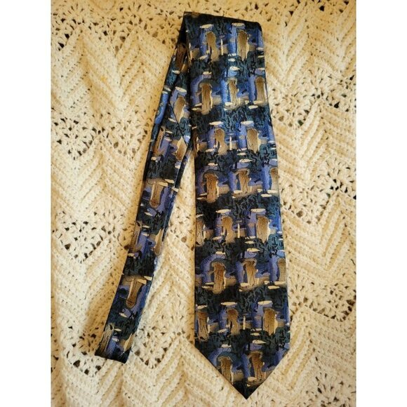 J Jerry Garcia 100% Silk Blue Tan In The Park Collection Fifteen Tie - Picture 1 of 2